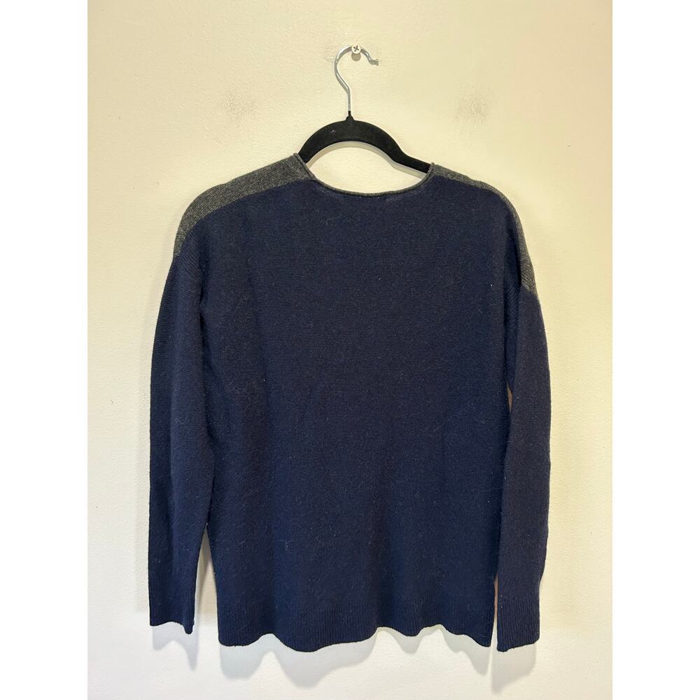 Madewell two tone knit sweater size S blue grey v neck merino wool blend - Picture 3 of 7